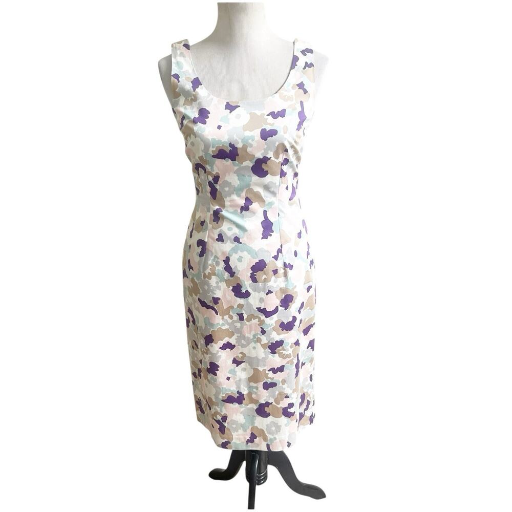 L.K. Bennett London Sheath Dress Floral Size 4 Knee Length Scoop Neck Wedding